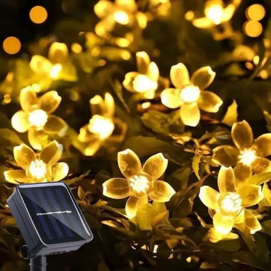 Solar String Lights Outdoor 20M - 1pc 5/7/12/22M Solar String Sakura Lights