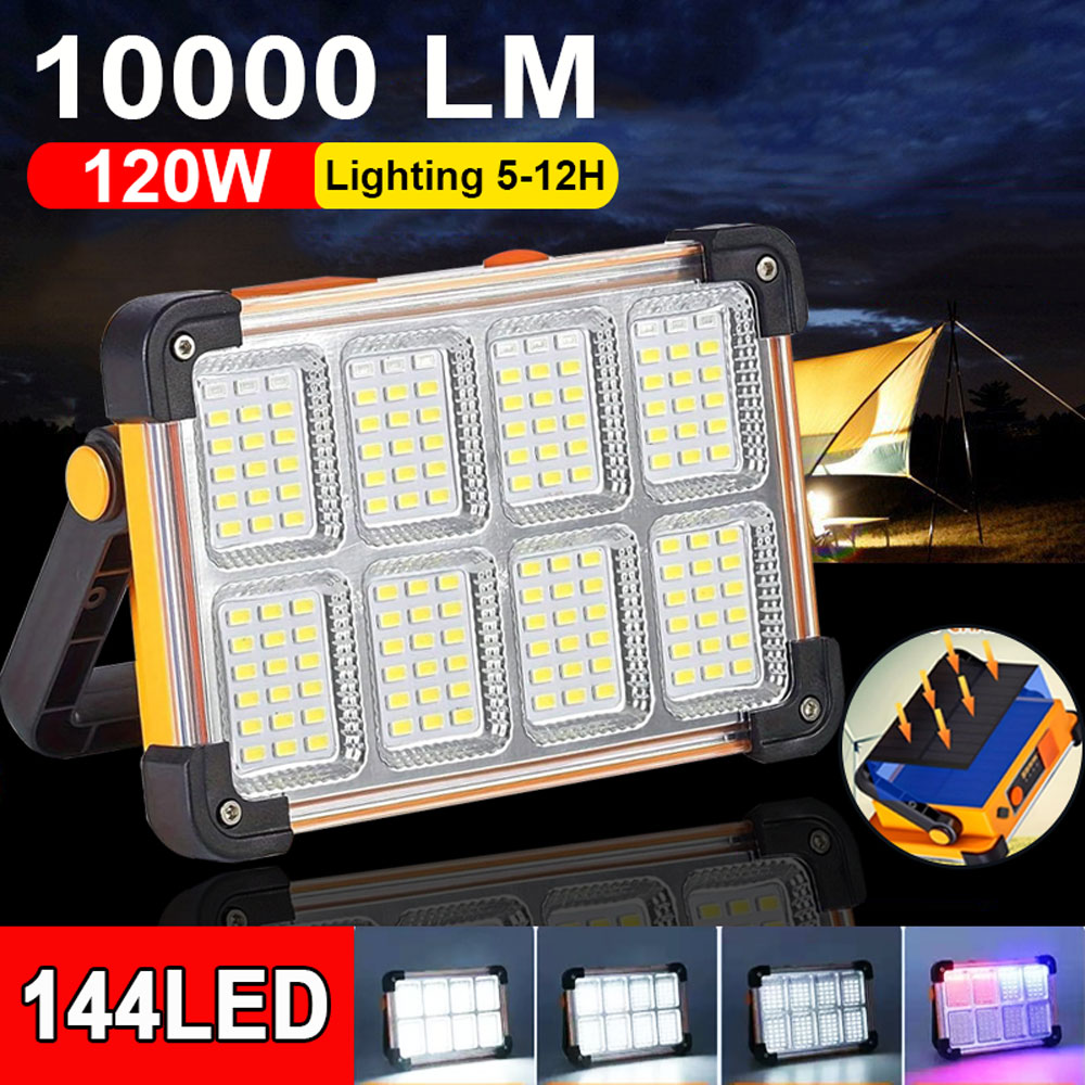 Solar Lantern Camping Collapsible - 144LED 10000LM Rechargeable Solar Flood Light