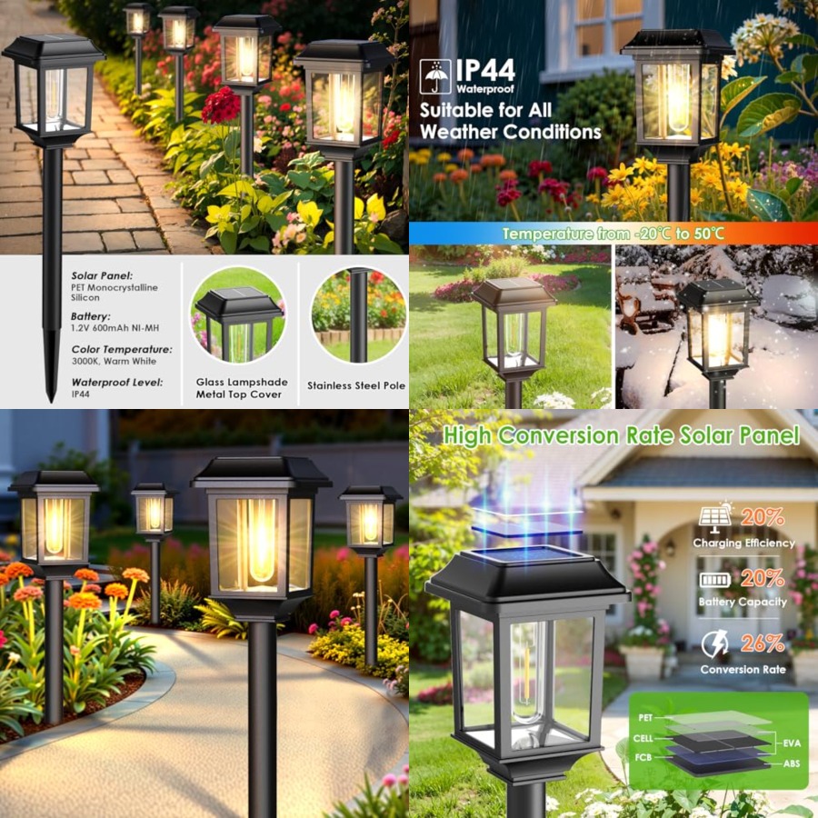 Solar Pathway Lights 8 Pack - Solar Outdoor Lights Waterproof, 8 Pack