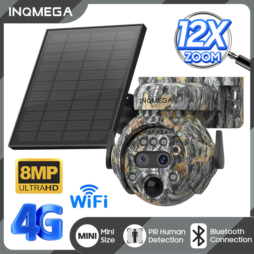 Solar Security Camera Light - INQMEGA 8MP Solar Powered Camera 4K