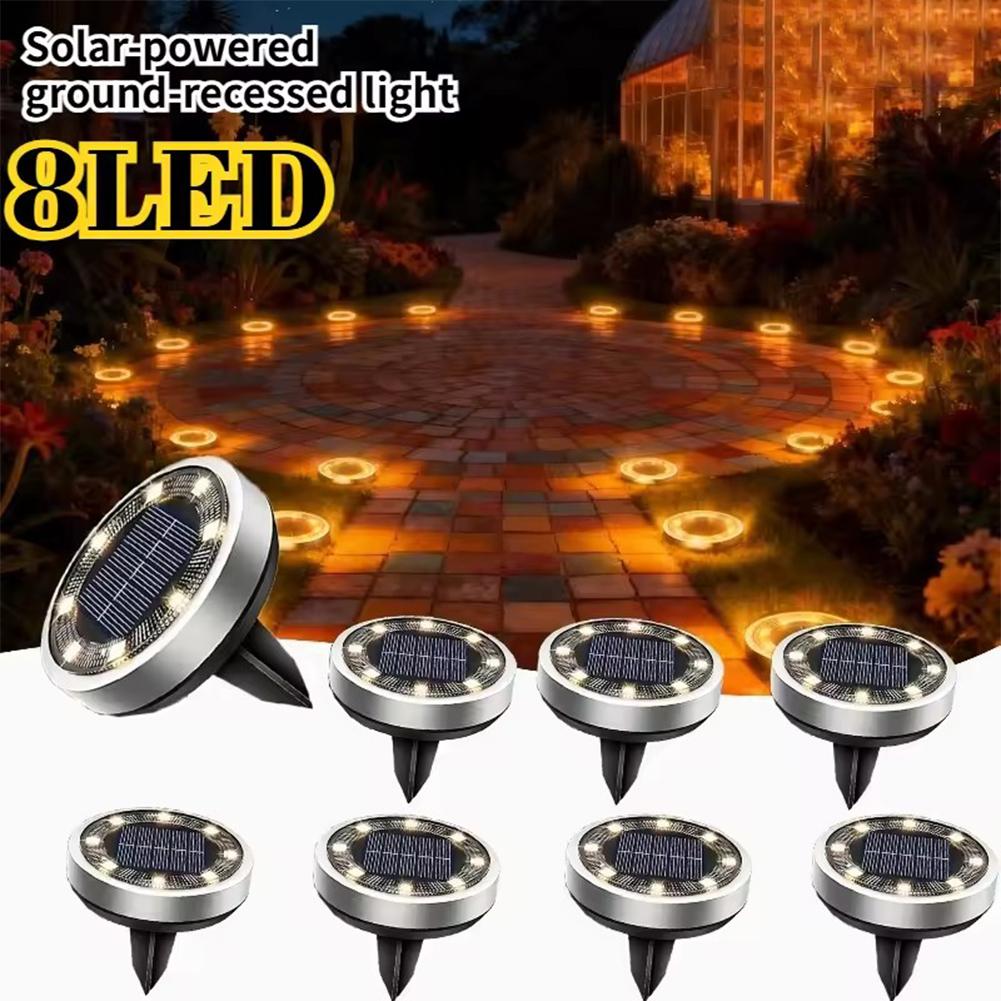 Solar Garden Light Dusk To Dawn - Solar Disk Light IP68 Waterproof In