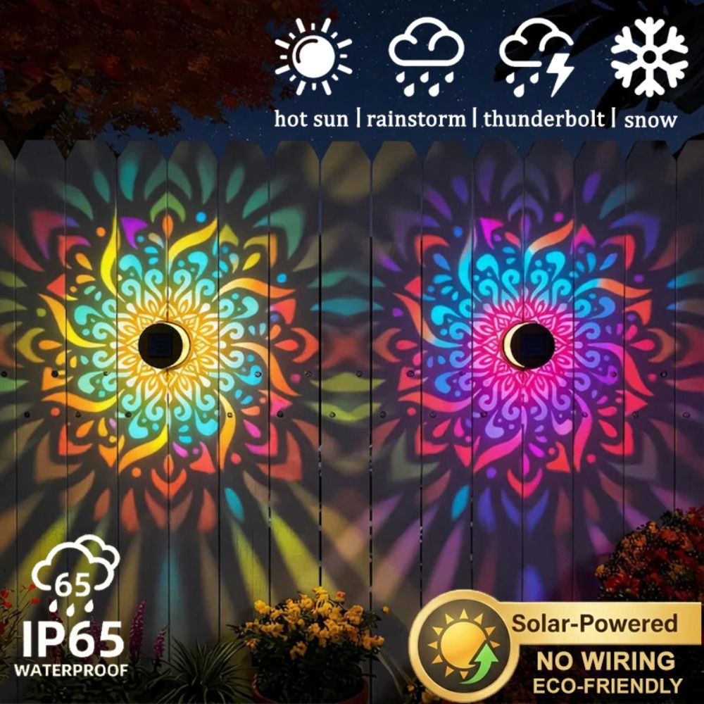Solar Wall Light Fence Lamp - Sunflower Mandala Solar Wall Lamp LED