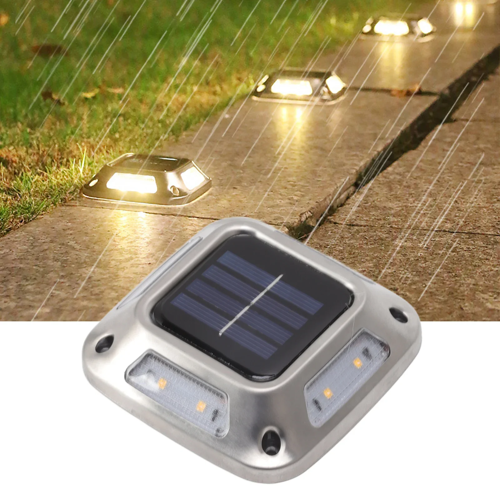 Solar Post Cap Light 4X4 - 1PCS 8 LEDs Solar Ground Light