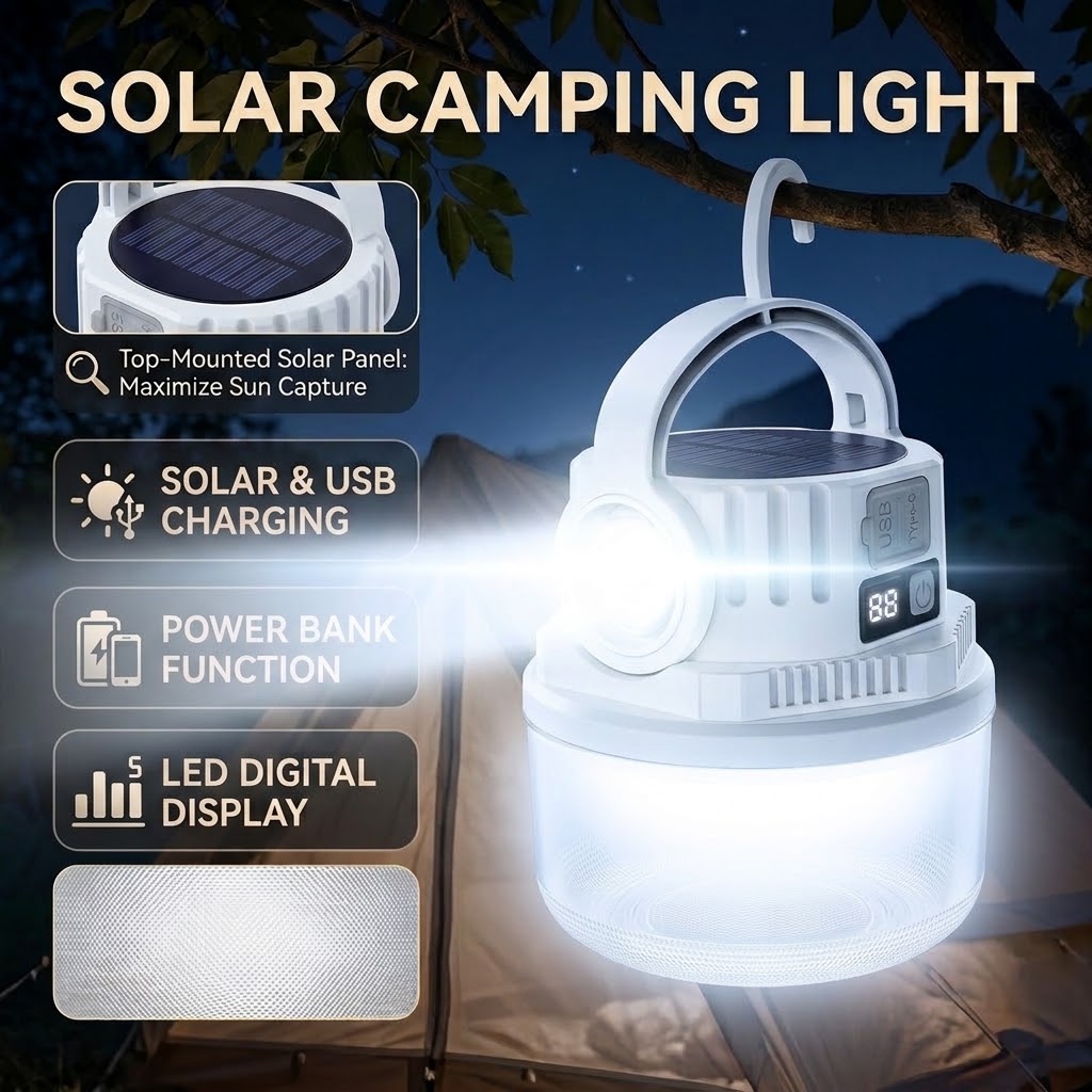 Solar Lantern Camping Collapsible - Solar Camping Light Dual Light Source