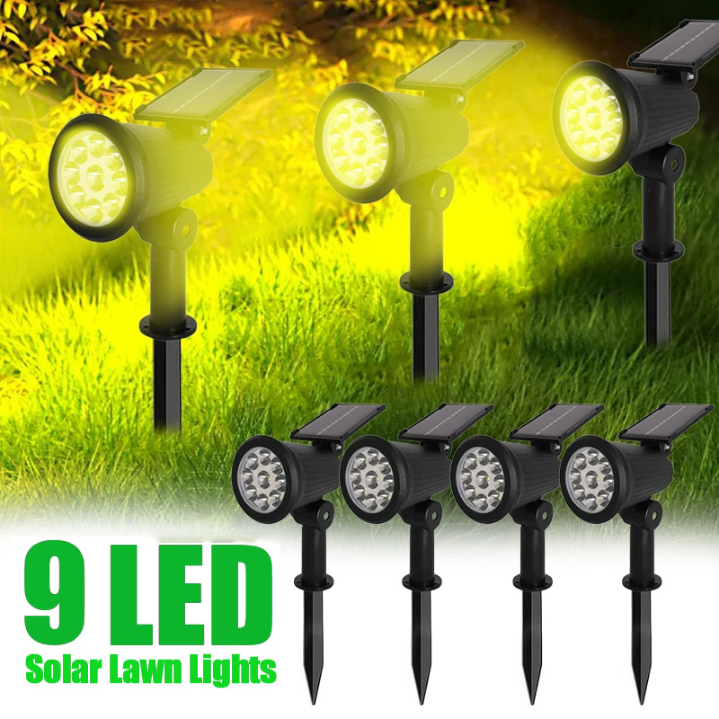 9 LED Solar Spotlights Outdoor - Solar Garden Spotlight Rgb ulasan dan harga