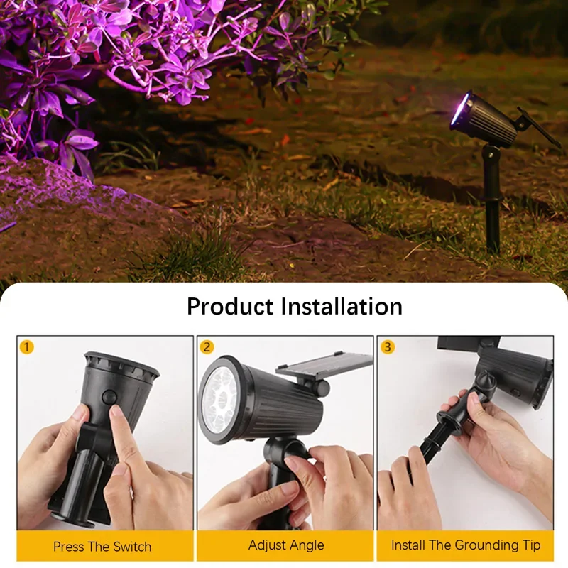 9 LED Solar Spotlights Outdoor - Solar Garden Spotlight Rgb ulasan dan harga