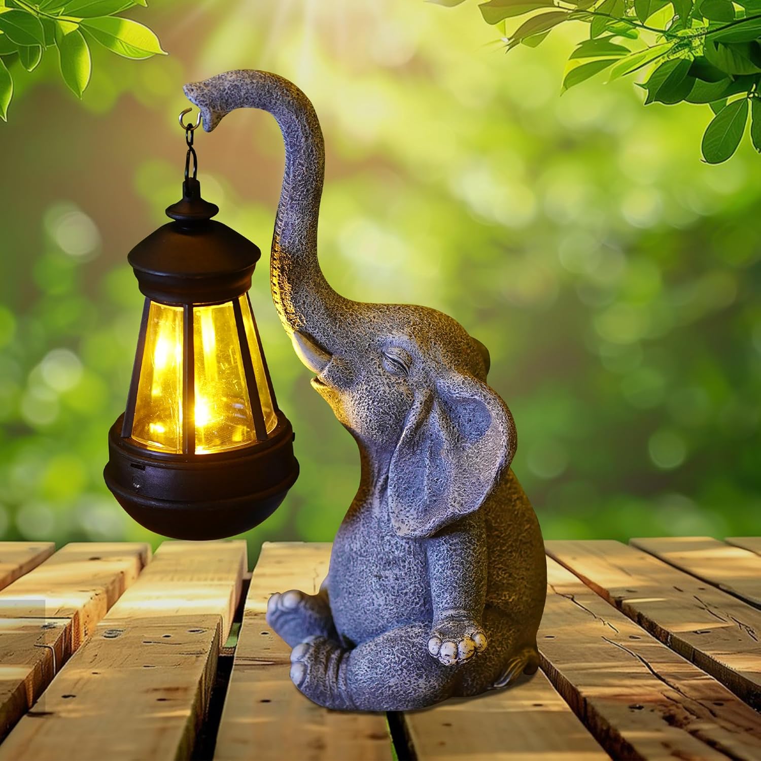 1PC Resin Elephant Garden Stat - Solar Ground Light Driveway ulasan dan harga