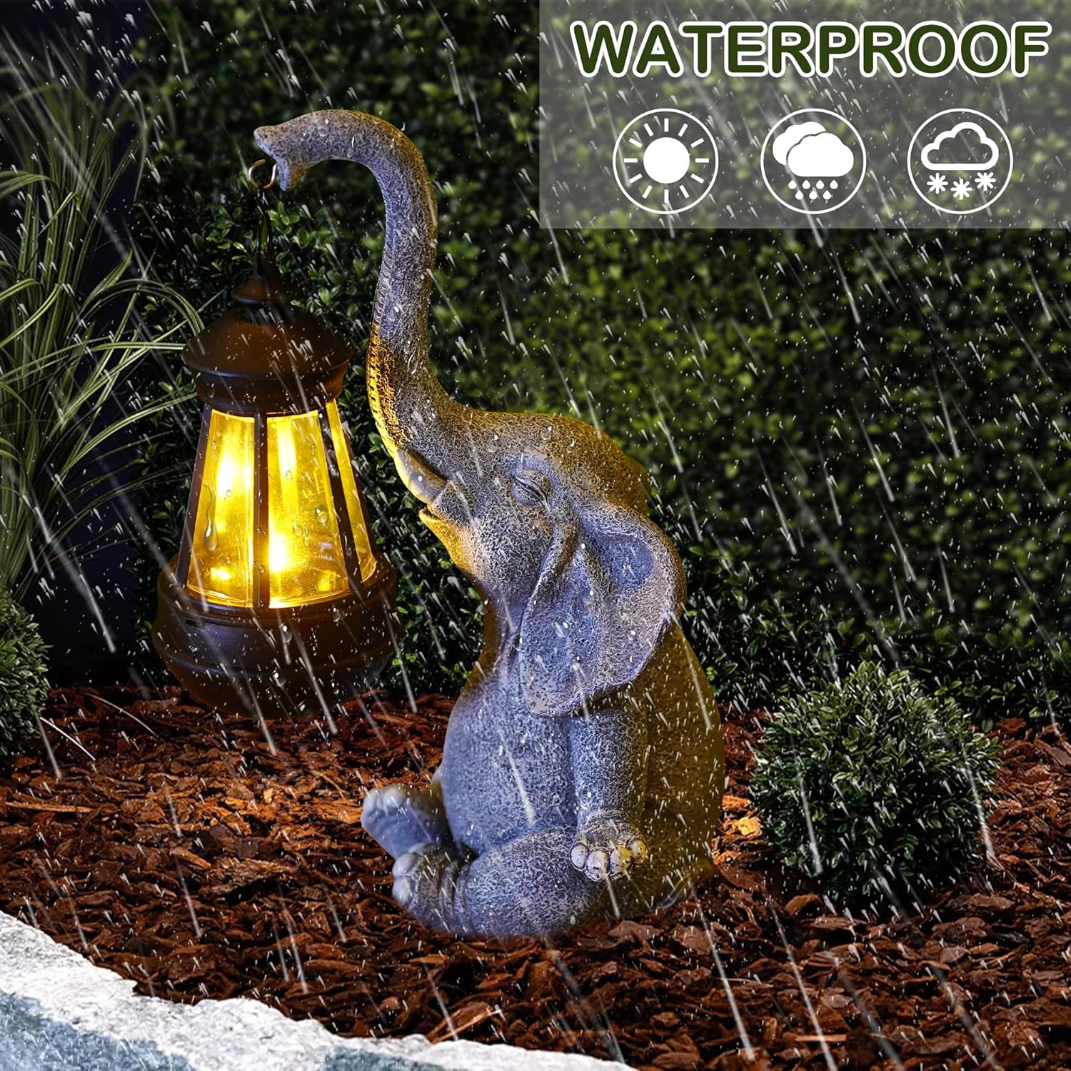 1PC Resin Elephant Garden Stat - Solar Ground Light Driveway ulasan dan harga