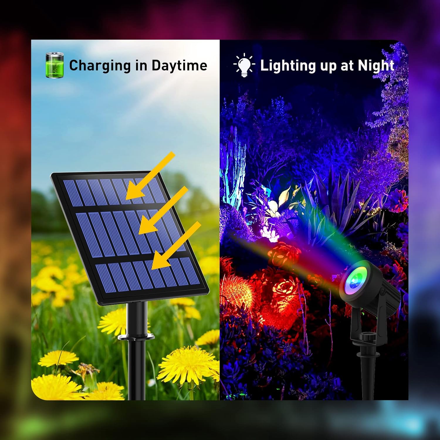 1/2/4/6 LEDS RGB Solar Spotlig - Solar Garden Spotlight Rgb ulasan dan harga