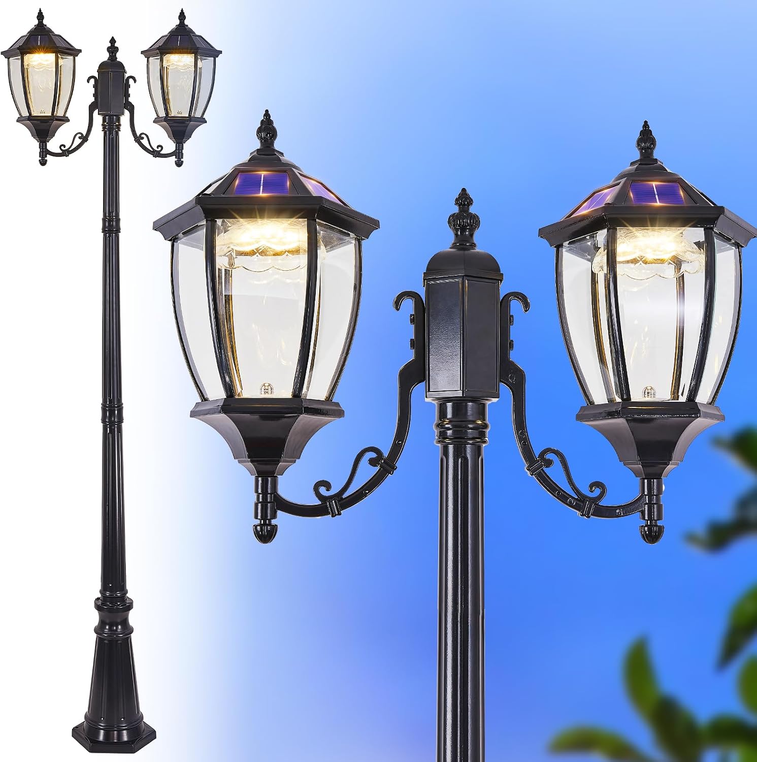 Outdoor Solar Pole Lights Dusk - Solar Garden Light Dusk To Dawn ulasan dan harga
