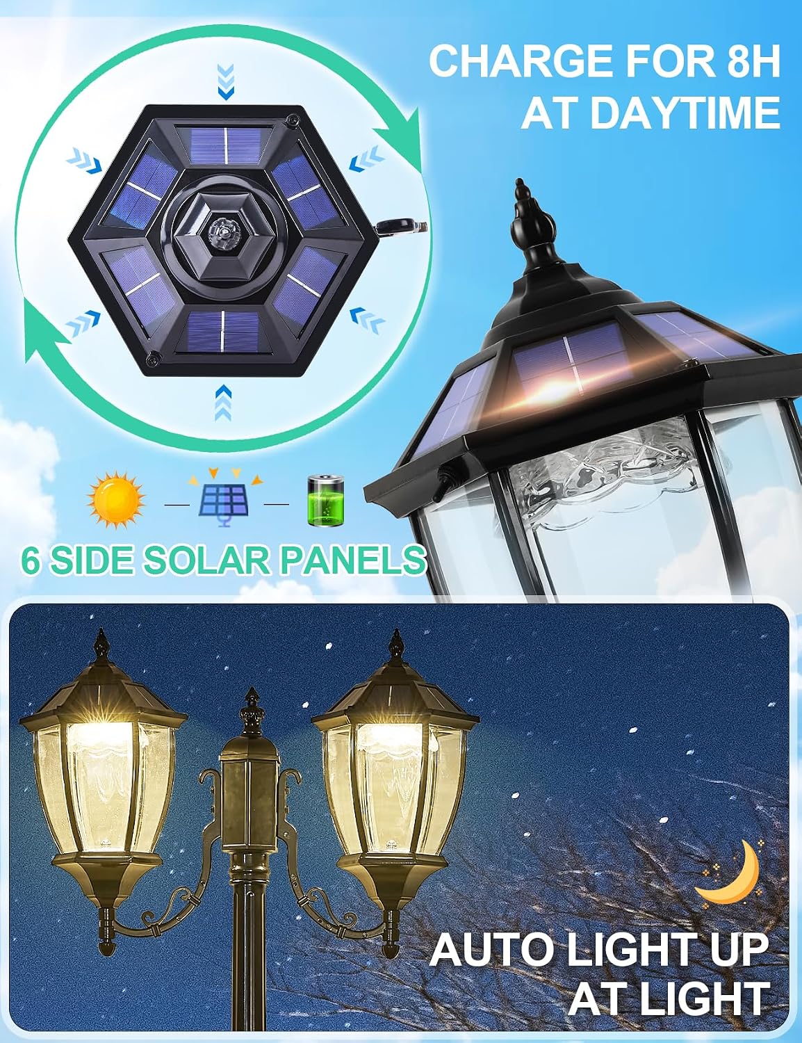 Outdoor Solar Pole Lights Dusk - Solar Garden Light Dusk To Dawn ulasan dan harga