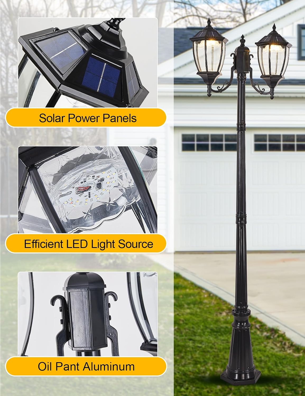 Outdoor Solar Pole Lights Dusk - Solar Garden Light Dusk To Dawn ulasan dan harga