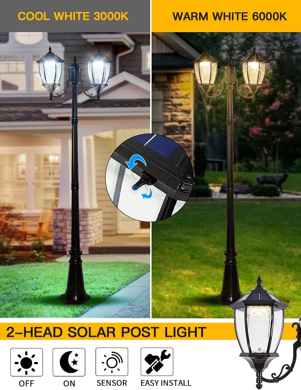 Outdoor Solar Pole Lights Dusk - Solar Garden Light Dusk To Dawn ulasan dan harga