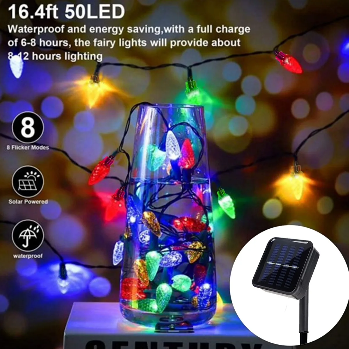 12M 100Leds Solar Christmas St - Solar String Lights Outdoor 20M ulasan dan harga