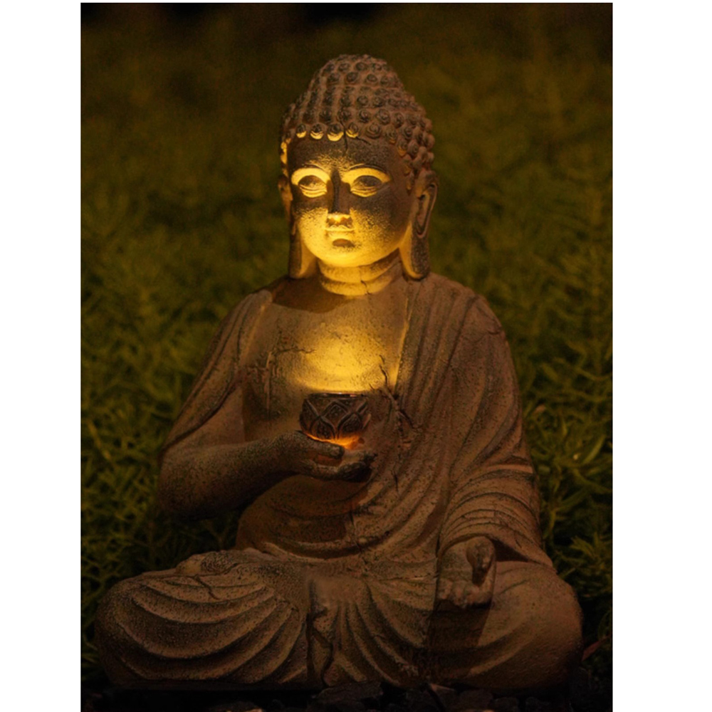 Resin Solar Buddha Statue Scul - Solar Ground Light Driveway ulasan dan harga