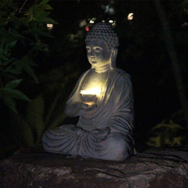 Resin Solar Buddha Statue Scul - Solar Ground Light Driveway ulasan dan harga