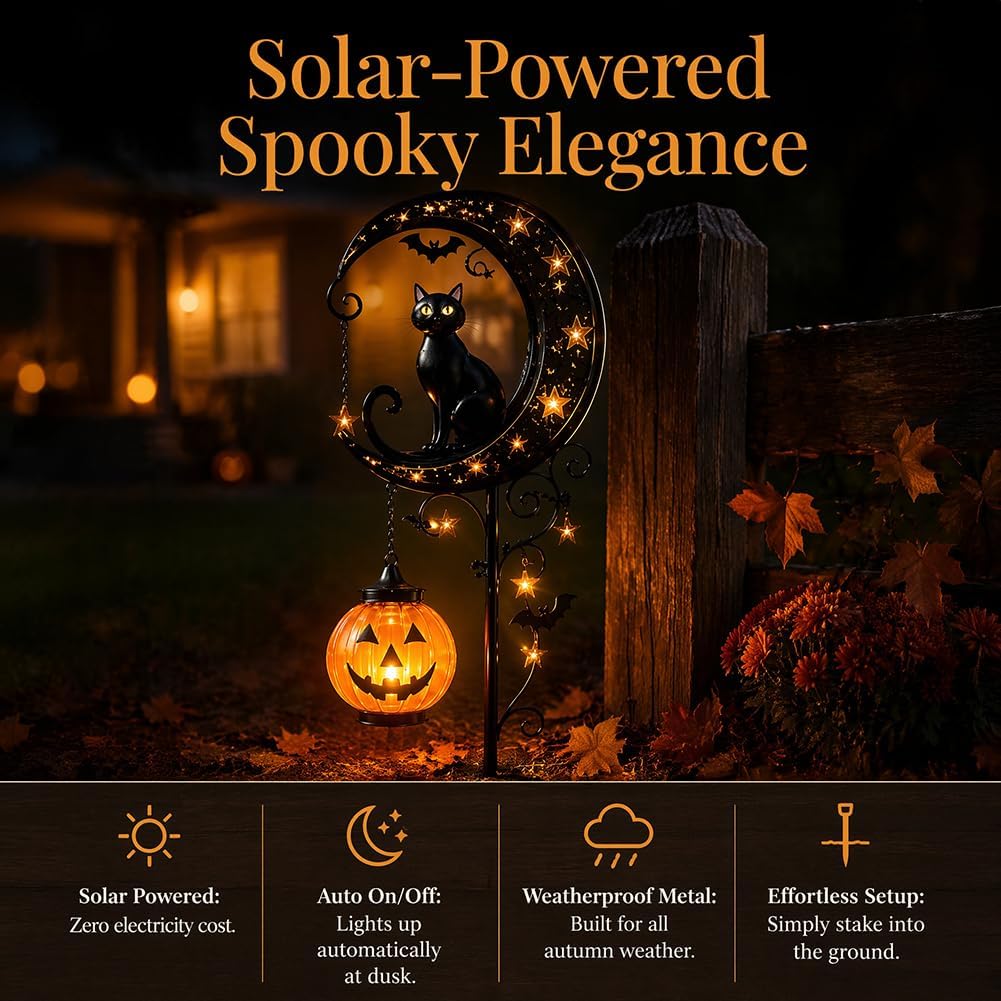 Solar Halloween Black Cat & Pu - Solar Ground Light Driveway ulasan dan harga