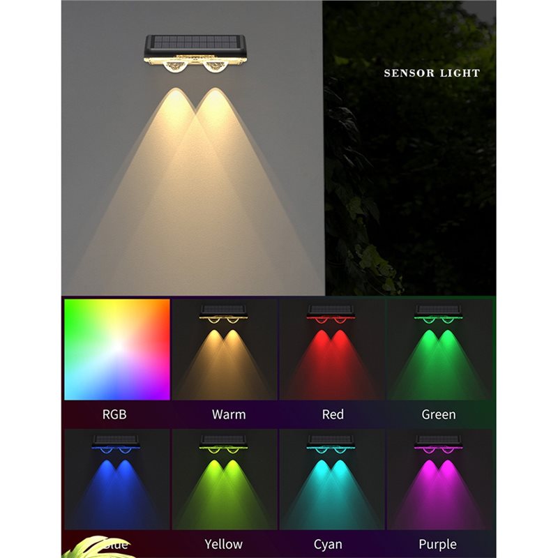 B84B-Outdoor LED RGB Solar Wal - Solar Wall Light Fence Lamp ulasan dan harga