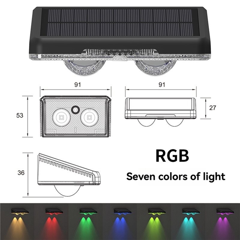 B84B-Outdoor LED RGB Solar Wal - Solar Wall Light Fence Lamp ulasan dan harga