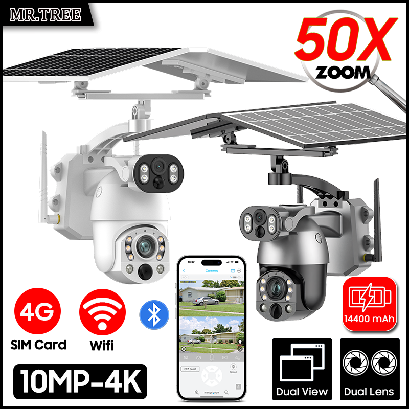 4K 50X Optical Zoom Dual Lens  - Solar Security Camera Light ulasan dan harga